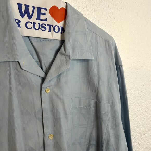 Tommy Bahama Silk Cotton Hawaiian Button Up Shirt Mens Size XLX Blue Two Tone - Picture 3 of 5